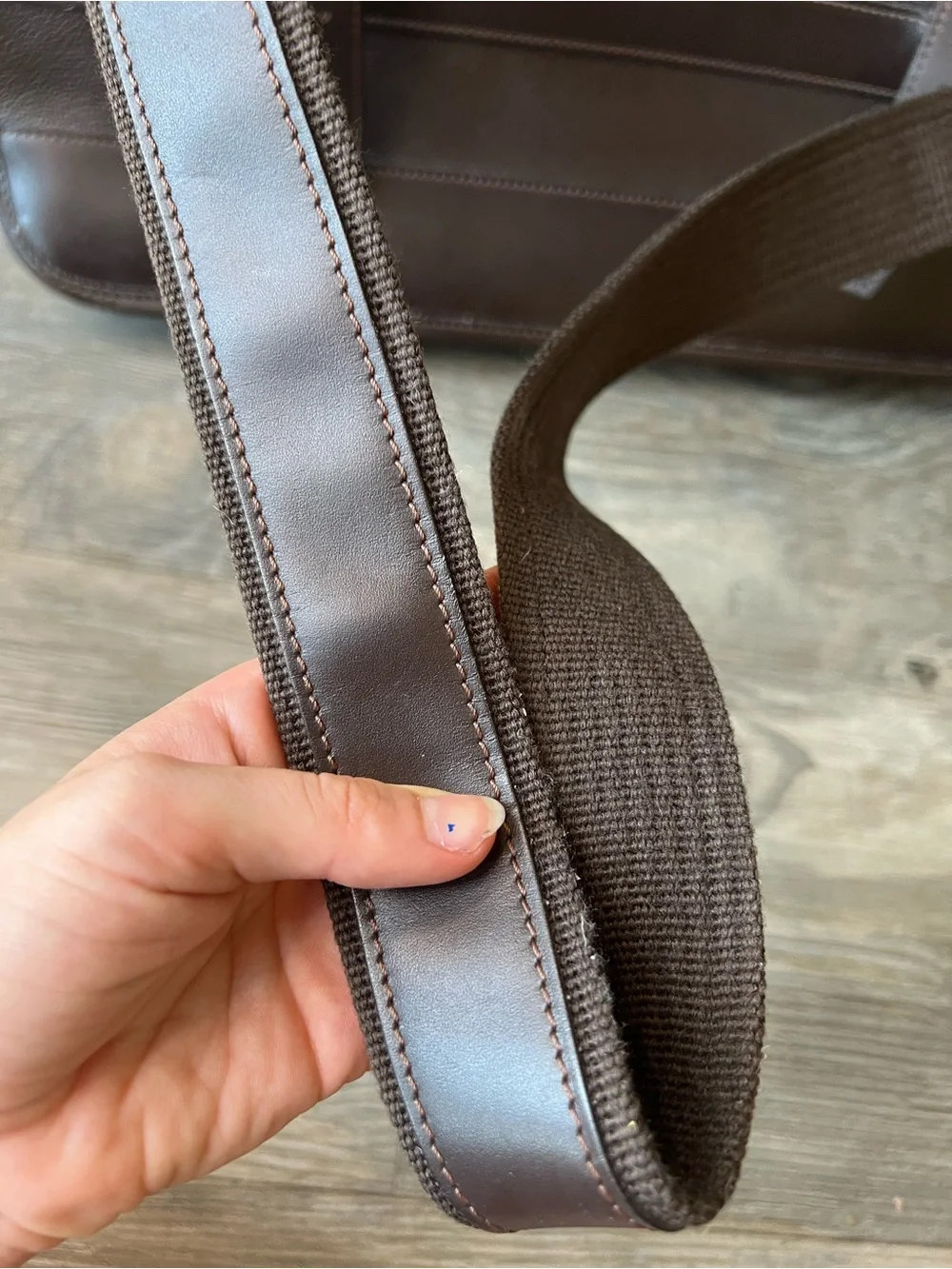 Longchamp Dark Brown Leather Briefcase with Gold Hardware